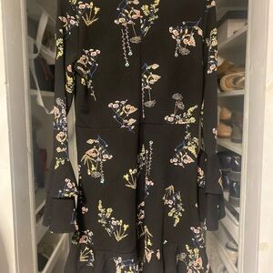 VENUS Black Fit and Flare Long Sleeve Cocktail Dress